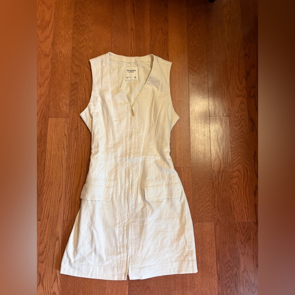 Abercrombie & Fitch Cream Linen-Cotton Dress. Size XS - Picture 2 of 8